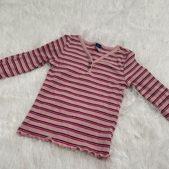 3/$10 Girls Old navy Pink Striped V-Neck Long Sleeve Top Small - Picture 9 of 10